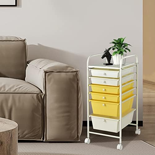 COSTWAY 6-Drawer Rolling Storage Cart, Art Craft Tools Organizer on Wheels