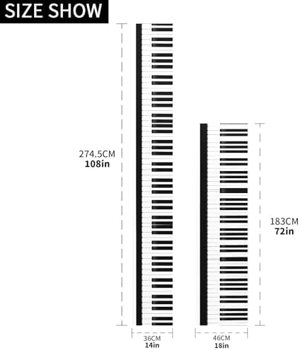 ALAZA Double-Sided Music Black and White Piano Keys Table Runner 18x72 Inches Long,Table Cloth Runner for Wedding Birthday Party Kitchen Dining Home Everyday Decor