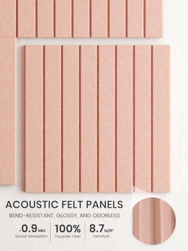Bumusty 48"x 36" Large Felt Bulletin Board Tiles, Pink