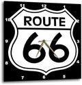 3dRose DPP_110012_3 Route 66, Black and White-Wall Clock, 15 by 15-Inch