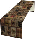 Rustic Bear Table Runner, Vintage Cottage Country Style Pine Tree Elk Wildlife Dinner Runner for Home Kitchen Dining Table Decoration 13"x60"