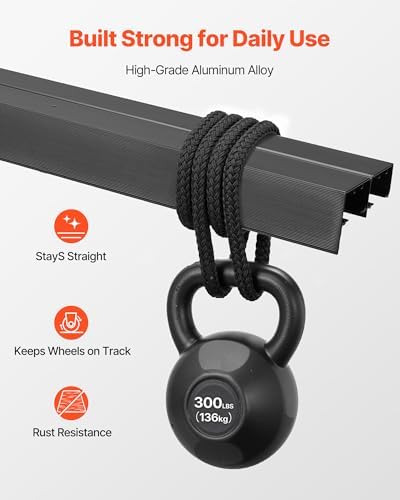 VEVOR Bypass Sliding Door Hardware Kit, 6 ft Aluminum Alloy Dual-Track Bypass Door Hardware, Smooth and Quiet Sliding, Easy to Install, for 1" to 1 3/4" Thickness 36" Width 2 Door System, for Closet