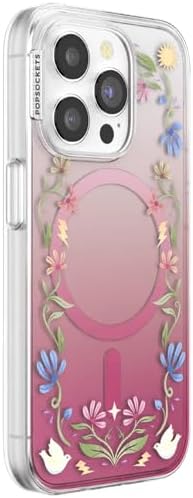 PopSockets iPhone 15 Pro Phone Case with MagSafe, Wireless Charging Compatible, Disney - Boho Wildflowers Maroon