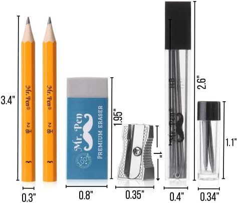 Mr. Pen- Professional Geometry Set, 15 pcs, Drafting Tools with Protractor