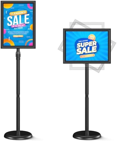 Relx Sign Holder Stand 11*17 inches - Adjustable Floor Standing Sign Holder - Signage Stand with Snap-Open Frame Display for Malls,Schools,Restaurants (black)