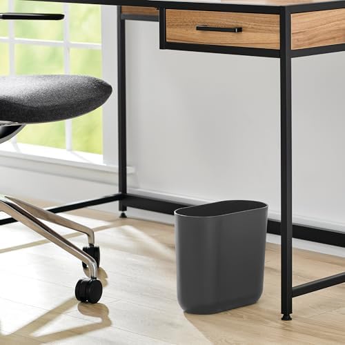 iDesign Small Slim Plastic Bathroom Trash Can, Gray