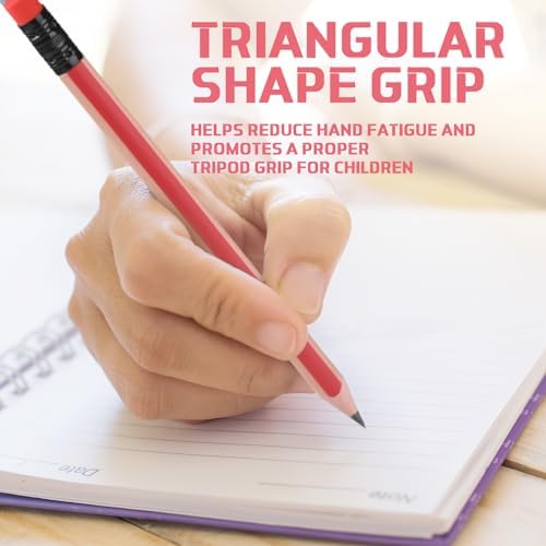 Seajan 96 Pcs 2b Jumbo Pencils, Big, Fat, Thick, Triangular Grip 7 Inch Large Pencils Refill with Eraser for Beginners Office Christmas Gifts(Red)