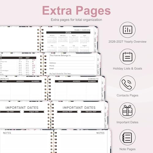 Planner 2026-2027, Weekly and Monthly Academic Planner, July 2026 - June 2027, Hardcover Calendar Agenda Book for School Year Planning, School Supplies for Teacher and Student, A5(6.3'' x 8.5'')