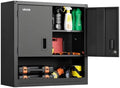 VEVOR Metal Wall Cabinet, 30W x 12.01D x 30H Inch, Steel Floating Hanging Storage Cabinet with Locking Doors and Adjustable Shelf for Garage, Basement, Kitchen, Warehouse Assembly Required, Black