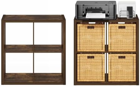 Furinno Cubicle Book Shelf Set of 2, 4-Cube Bookshelf, Amber Pine
