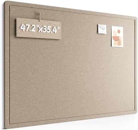 Fluxynara 47.2" x 35.4" Large Bulletin Board, Taupe