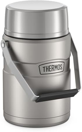 THERMOS Stainless King Vacuum-Insulated Food Jar with 2 Storage Container Inserts, 47 Ounce, Matte Stainless Steel