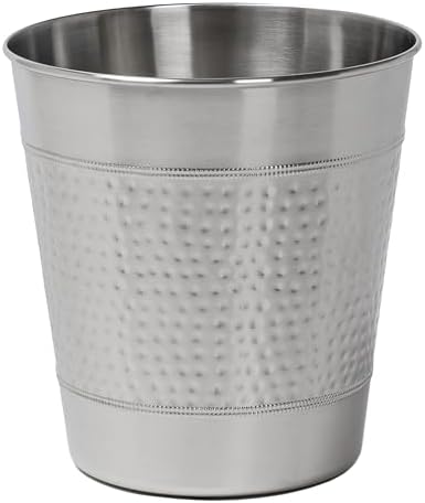 happimess Riley 2 Gal Hammered Steel Bin 10" H, Brushed Steel
