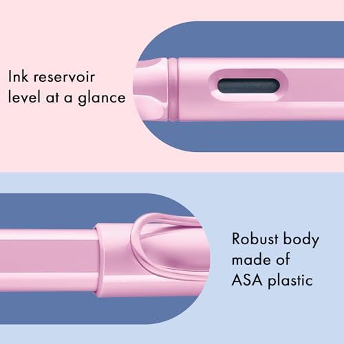 LAMY safari lightrose - Fountain Pen with ergonomic grip & polished steel nib in size M - ideal for any Writing & Calligraphy - including LAMY T 10 blue cartridge - Right-Handed