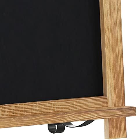 Flash Furniture Canterbury Tabletop Magnetic Chalkboard Sign - Torched Wood Finish - 12" x 17" - Metal Scrolled Legs - Hanging Message Board - Countertop Memo Board