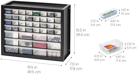 IRIS USA 44-Drawer Small Parts Storage Cabinet, Crafts, Made in USA, Black