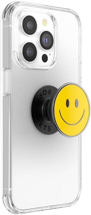 PopSockets Adhesive Phone Grip, Holder- Enamel Be Happy | Secure Comfortable Hold, Anti-Drop, Kickstand, Yellow, Butter, Electronic Accessories, For iPad/Kindle/iPhone/Android