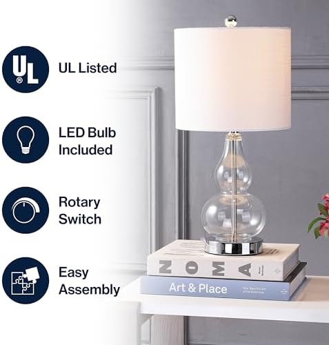 JONATHAN Y Anya Gourd Glass Table Lamp 20.5", Clear