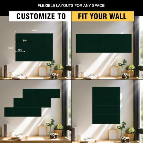 48"x36" Felt Corkboard Bulletin Board,TSJ OFFICE,12 Pack,Wall,Dark Green