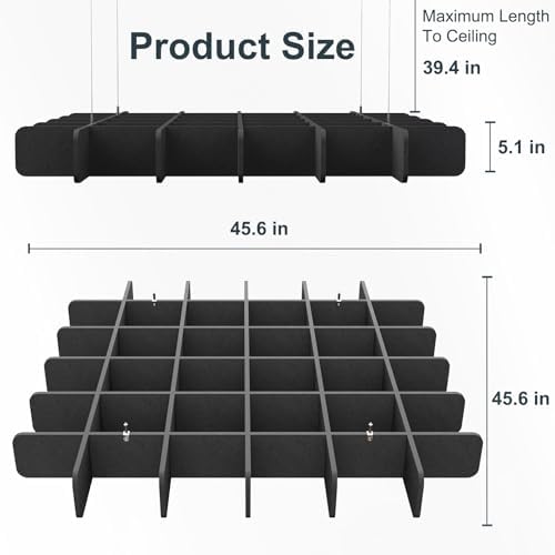 Acoustic Ceiling Panels Sound Absorbing Panels, Square Black