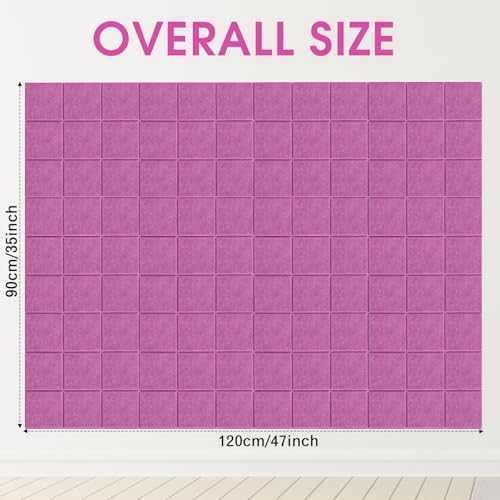 Honoson 12 Pack Felt Bulletin Board Tiles with Safe Adhesive, Purple