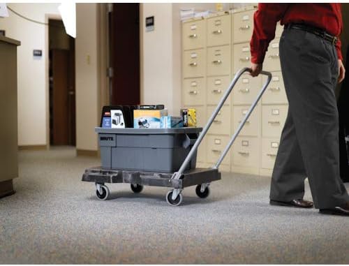 Rubbermaid Commercial Products Convertible Folding Utility Dolly/Cart/Platform Truck with wheels, 250 lbs Capacity, for Moving/Warehouse/Office