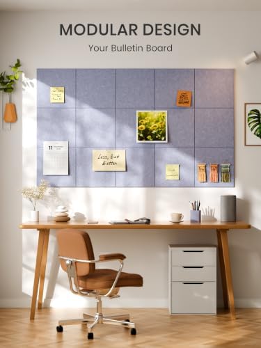 Bumusty 48"x 36" Large Felt Bulletin Board Tiles, Soft Periwinkle
