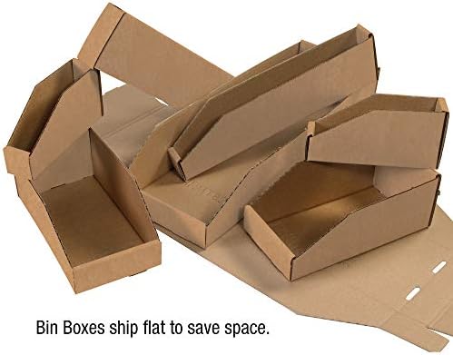 Top Pack Supply Open Top Bin Boxes, 4" x 12" x 4 1/2", Kraft (Pack of 50)