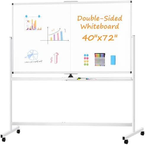 Rolling White Board on Wheels, 72" x 40" Dry Erase Whiteboard with Stand