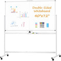 Rolling White Board on Wheels, 72" x 40" Dry Erase Whiteboard with Stand