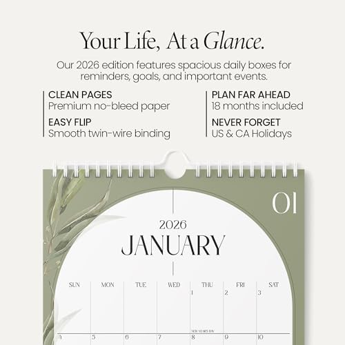 Karto Wall Calendar 2026 11x17 in - Boho Greenery