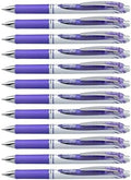 Pentel EnerGel RTX Retractable Liquid Gel Ink Pen, (0.7mm) Medium line, Lilac Ink, Box of 12 Pens (BL77-V3)