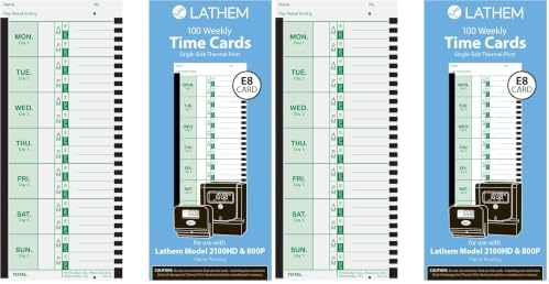 Lathem Weekly Employee Time Card Pack, 100 Count (E8-100) (Pack of 2)