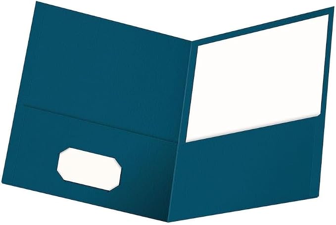 Oxford Twin-Pocket Folders, Textured Paper, Letter Size, Blue, Holds 100 Sheets, (57502EE), 25 Count, (Pack of 5)