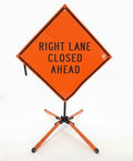 Traffic Roll-Up Sign Kit with Stand – Collapsible Safety Sign & Heavy-Duty Portable Stand, High Visibility, Easy Setup (Right Lane Closed Ahead, Non-reflective)