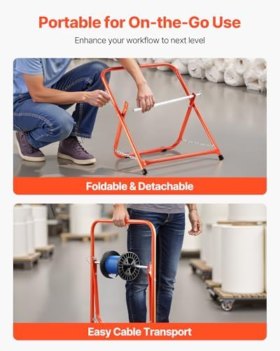 VEVOR Cable Caddy, Heavy Duty Steel Frame, Spool Holder for Electrical Wires, Portable Wire Dispenser for Up to 20 in Diameter Spools, 100 lbs Capacity for Cable Reels, Electrical Industrial Retail