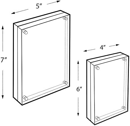 Azar Displays 104437 Acrylic Photo Frame Magnetic Set with 4x6 and 5x7 size, 2-Pack