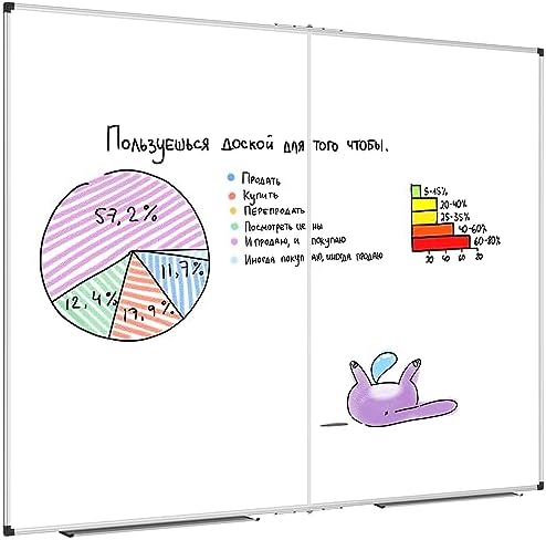 XBoard Magnetic Whiteboard 48 x 48 Inch, Foldable Dry Erase White Board with Aluminium Frame & Marker Tray 4' x 4', Wall Mounted Folding Message Presentation Board