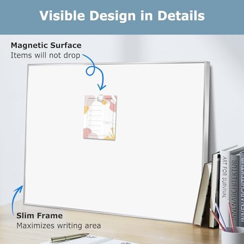 Large Magnetic Whiteboard, 36" x 24" Dry Erase White Board for Wall
