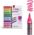 KINGART Acrylic Paint Markers Brush Tip, 12 Floral Colors. Water-based, no-bleed, waterproof pens with automatic ink control for rock, egg, wood, fabric, glass & DIY crafts