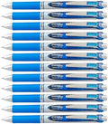 Pentel EnerGel RTX Gel Pens, 0.7 mm Metal Tip, Black/Silver Barrel, Blue Ink, Box of 12 (BL77-C)