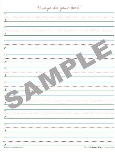 Teacher Created Resources Smart Start 1-2 Writing Paper: 360 Sheets, White, 8-1/2 x 11 in (76533) (Pack of 6)