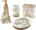 Avanti Linens - Bathroom Set, Hand Painted Resin, Countertop Accessories, Chic Home Decor, Set of 4 (Paris Botanique Collection)