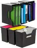 IRIS USA 6-Pack Medium Desktop File Box with Open Lid, Black | Organize classroom papers, lesson plans and supplies with portable storage for teachers, schools and educators