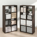 Furinno Cubicle Book Shelf Set of 2, 8-Cube Bookshelf, Black Dark Oak