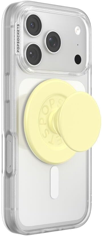PopSockets Phone Grip for MagSafe, Magnetic Holder- Butter Yellow | Removable, For Kindle / Android / iPhone, With Magnet, Yellow, Butter, Winter, Snowflake