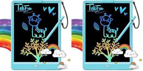 TEKFUN LCD Writing Tablet for Kids, 10-inch Coloring Drawing Pad, Mess Free Doodle Board, Christmas Gifts for Boys and Toddlers, Toys for 3 4 5 6 7 8 Year Old Girls(Blue) (Pack of 2)
