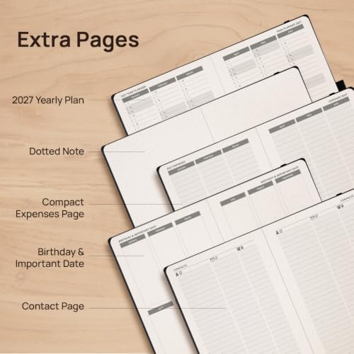 POPRUN 2027 Recycled Daily Planner One Page Per Day, 5.75"x8.5",Day Planner