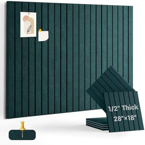 28" x 18" Felt Bulletin Board Tiles 1/2" Thick, Forest Green