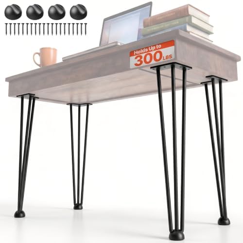 VEVOR Hairpin Table Legs 20" Black Set of 4 Desk Legs 880lbs Load Capacity (Each 220lbs) Hairpin Desk Legs 3 Rods for Bench Desk Dining End Table Chairs Carbon Steel DIY Heavy Duty Furniture Legs